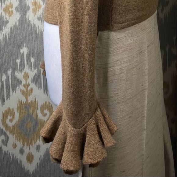 Ralph Lauren Toffee Melange Cashmere Knit Ruffled Wrap-Around L/S Sweater - Picture 7 of 16